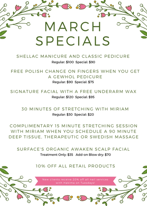 March Specials Polished Spa And Hair Design Salon